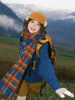 日系仿羊绒格纹围巾，女韩版秋冬学生百搭长款围脖，保暖披肩两用休闲