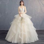 主婚纱礼服女2023新娘结婚齐地抹胸吊带V领蓬蓬裙显瘦长拖尾