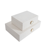 欧式白色皮革首饰盒收纳盒现代家居样板房卧室梳妆台装饰盒摆件