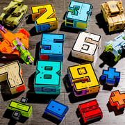 数字合体变形玩具恐龙机器人男孩金刚汽车益智5百变4字母6岁儿童3