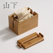 竹制茶室纸巾盒方形创意餐巾纸抽盒原竹家用客厅，环保抽纸盒子简约