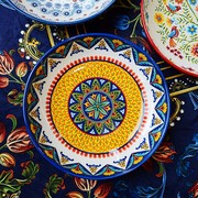 埃兰迪(埃兰迪)尔波西米亚风，情深盘釉下彩，陶瓷餐具小众设计个性沙拉盘菜盘