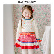 Happyology英国女童英伦撞色童装毛衣上衣秋冬季长袖儿童套头毛衫