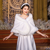新娘婚纱毛披肩2023冬季韩版结婚礼服外套大码加厚保暖婚礼