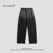 FOG MURUA牛仔裤男潮复古渐变宽松直筒垂感抽绳青年休闲长裤