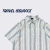 TRAVEL ISSUANCE 有条有理 港风复古虚线条纹男女宽松短袖衬衫bf