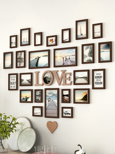 心形照片墙相框组合家庭客厅装饰免打孔卧室墙上相片相册打印挂墙