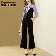 丹慕妮尔通勤时尚套装，女2024春季长袖衬衫，气质休闲两件套长裤