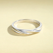 925银戒指女士纯银，韩国简约莫比乌斯光面，闭口戒子男单身个性指环