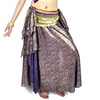 肚皮舞裙子练习服装套装印度舞蹈演出双开叉长裙  烫金耳朵裙