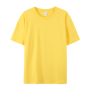 亮黄色纯棉圆领短袖t恤男女全棉，打底衫内搭宽松纯色体恤大码嘻哈