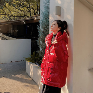 23韩版中国红中长款小个子加厚90绒羽绒服 D96-170-P260-K398