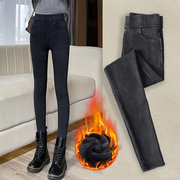 加绒加厚裤子高个子(高个子)女生，加长版灰色打底裤，女秋冬季紧身保暖魔术裤