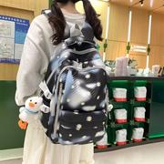 跨境学生书包韩版卡通印花少女背包百搭轻便大容量休闲双肩包