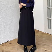 175气质半身长裙高级感高个子2023秋季黑色西装a字裙垂感显瘦