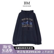 BM Fashion美式复古宽松薄款卫衣女bm三只小熊卫衣刺绣外套上衣潮