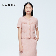 LANCY/朗姿2023夏季设计感宴会小香风短外套女气质淑女短袖