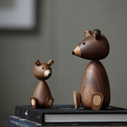 巷子戏法 北欧风格设计师款纯实木家居木偶熊实木创意摆件手工