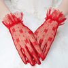 新娘手套结婚蕾丝韩式婚纱手套白红色短款晚礼服敬酒服手套香槟色