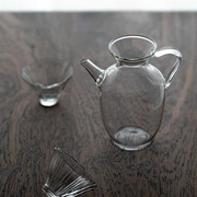 草木祠 耐热玻璃小执壶公道杯带过滤绿茶泡茶器花茶杯 玻璃茶海