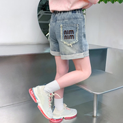 女童夏季牛仔短裤2024韩版外穿小女孩夏款运动裤儿童夏装裤子