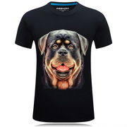衣服男士t恤3d短袖，男式t恤立体霸气个性创意，圆领带有狗狗动物印花