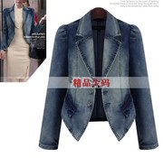 大码女装牛仔外套春季欧美风牛仔上衣，long-sleeveddenimjacket