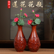 天御阁红木花瓶摆件木质实木，客厅插花器皿干花大号办公室装饰摆设