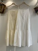 日韩森女系夏季蕾丝拼接纯棉布吊带连衣裙长款叠穿裙子女单层衬裙