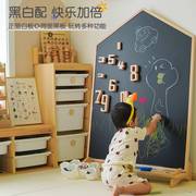 儿童磁性画板涂鸦板家用韩国版宝宝实木小黑板支架式壁挂双面