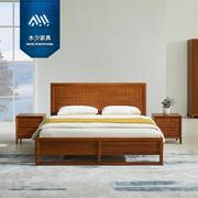 木夕东南亚风格家具中式卧室双人床，槟榔胡桃色泰式实木雕刻古典床