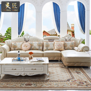 欧式皮艺沙发实木雕花，小户型沙发头层牛皮转角，沙发客厅奢华组合