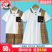 史努比童装女童短袖连衣裙，儿童夏装男童学院风，套装幼儿园班服校服