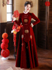 红色中式敬酒服女秋冬新娘，订婚礼服裙，结婚2024冬季旗袍高级感