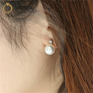 s925纯银天然淡水珍珠耳钉，时尚耳环可爱简单银饰品耳饰