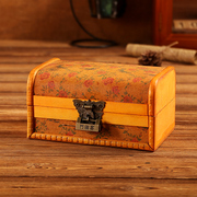 复古木质收纳盒带锁桌面首饰盒创意收纳箱储物小箱子儿童百宝箱