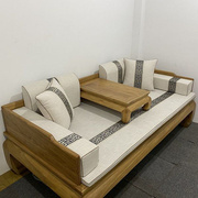 红木沙发垫子套中式沙发垫子罗汉床垫子五件套亚麻罗汉榻棕垫