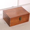 高档桌面收纳盒木盒子，带锁zakka明信片，文件整理箱长方形大号木证