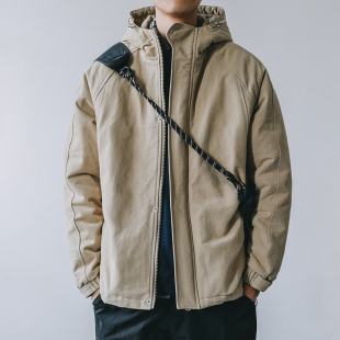 嘿马七作日系冬季保暖加厚工装棉服男装，潮流休闲情侣棉衣外套