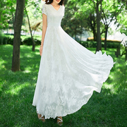 2023夏季超仙气质白色提花真丝桑蚕丝连衣裙修身显瘦大摆长裙