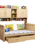 促品纯实木儿童床多功能组合床柜一体床小户型高箱现代床男女孩衣
