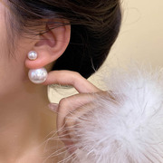高级感双面珍珠耳钉女2023秋冬季耳环小众设计风个性耳饰