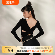 yes国标舞拉丁舞衣服，上衣成年女2024练功服，漏背长袖上衣ys49