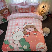多啦a梦卡通四件套全棉纯t棉儿童床单被套床上用品双人被罩1.8m米