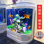 欧式鱼缸水族箱家用客厅玻璃懒人免换水生态造景落地式1米金鱼缸