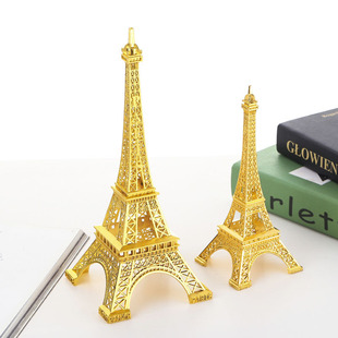 金色巴黎埃菲尔铁塔模型创意，橱窗摆件金属，工艺品欧式家居