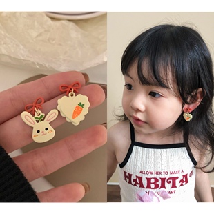 儿童耳饰品 可爱卡通兔子耳夹 无耳洞宝宝耳环