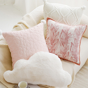 ins风法式粉色小清新简约靠枕沙发抱枕套，客厅奶油风靠背飘窗靠垫