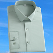 军绿色高级感弹力垂顺白衬衫男长袖修身免烫丝滑抗皱商务正装休闲