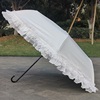 白色裙边小清新蕾丝太阳伞弯钩弯柄防紫外线防晒晴雨两用公主洋伞